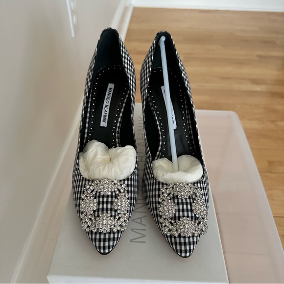 Manolo Blahnik Black and White Gingham Heels - Picture 14 of 15